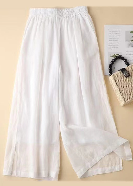 Elastic Beautiful Pants Open Waist Lavender Straight Linen Side FashionChic