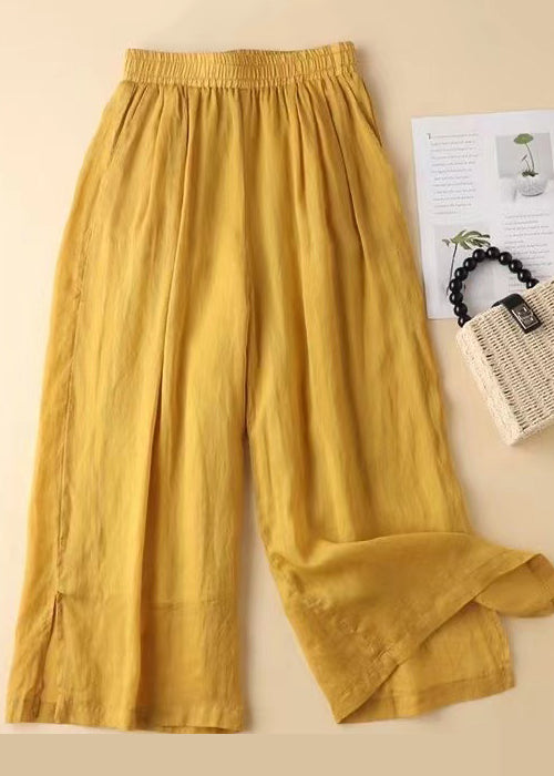 Elastic Beautiful Pants Open Waist Lavender Straight Linen Side FashionChic