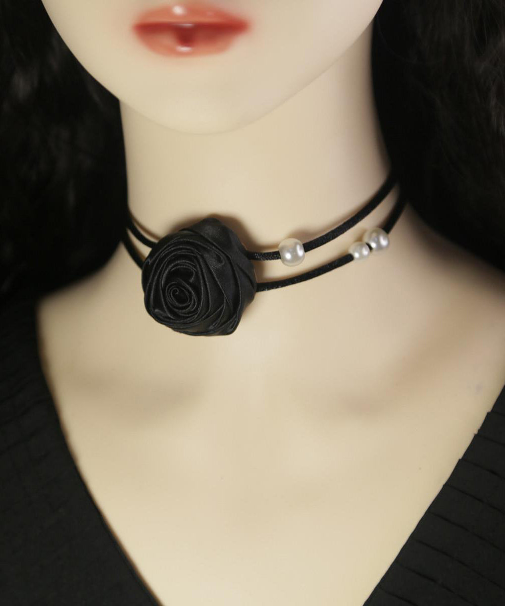 Beautiful Mulberry Silk Alloy Pearl Floral Princess Necklace YU019 ABC