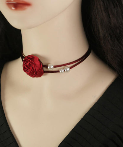 Beautiful Mulberry Silk Alloy Pearl Floral Princess Necklace YU019 ABC