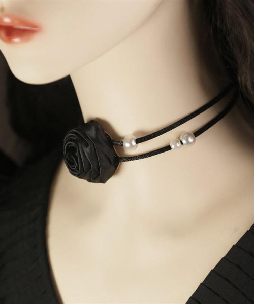 Beautiful Mulberry Silk Alloy Pearl Floral Princess Necklace YU019 ABC