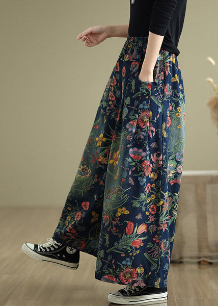 Leg Denim Beautiful Pants Wide Print Summer Navy Oversized FashionChic