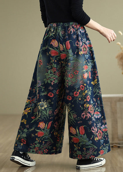 Leg Denim Beautiful Pants Wide Print Summer Navy Oversized FashionChic