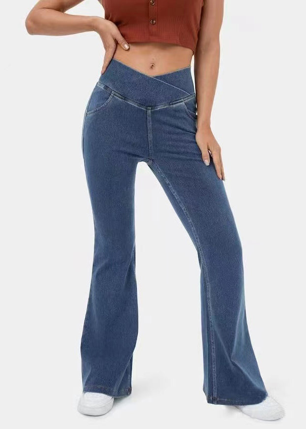 Beautiful Navy Versatile Denim Flare Bottoms Spring QQ1006 Ada Fashion