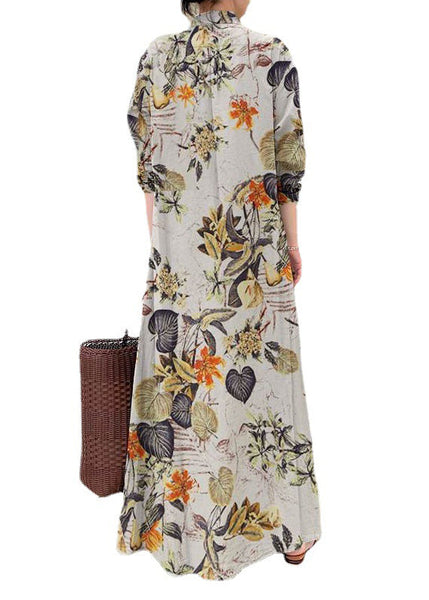 Holiday Print Orange Dress Oversized Beautiful Fall Linen FashionChic