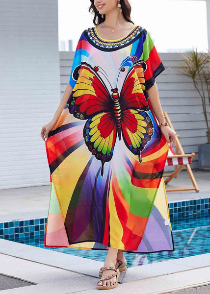 Chiffon Vacation Print Oversized Summer Beautiful Dress FashionChic