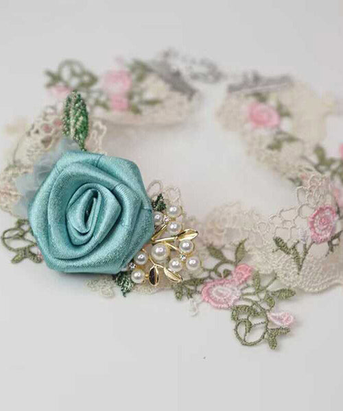 Beautiful Pink Alloy Pearl Lace Floral Necklace YA010 ABC