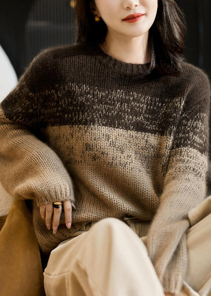 Beautiful Pink Gradient O Neck Thick Woolen Knit Pullover Winter RS040 ABC