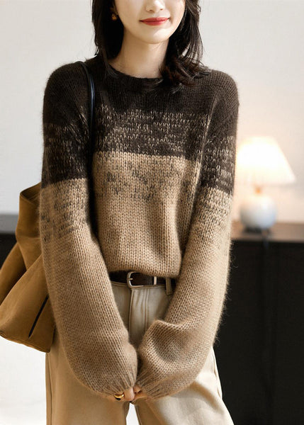 Beautiful Pink Gradient O Neck Thick Woolen Knit Pullover Winter RS040 ABC