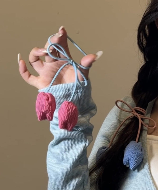 Beautiful Pink Handmade Weaving Tulip Bow Tassel Hair Rope RA038 ABC