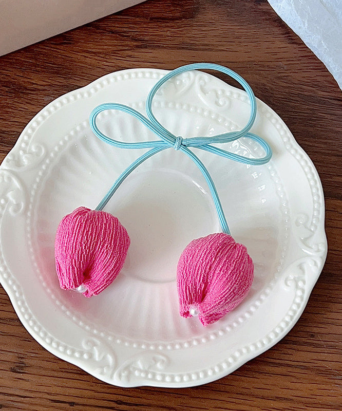 Beautiful Pink Handmade Weaving Tulip Bow Tassel Hair Rope RA038 ABC