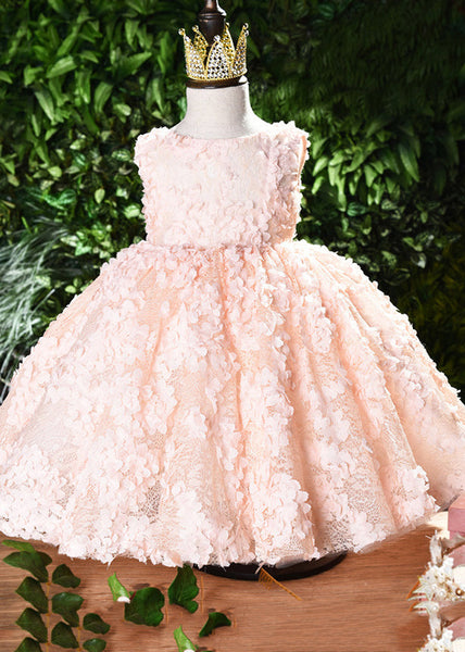 Beautiful Pink O-Neck Backless Girls Vacation Lace Maxi Dresses Summer YS026 ABC