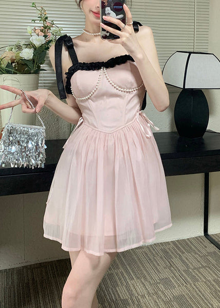 Chiffon Dress Beautiful Princess Pink Summer Patchwork FashionChic