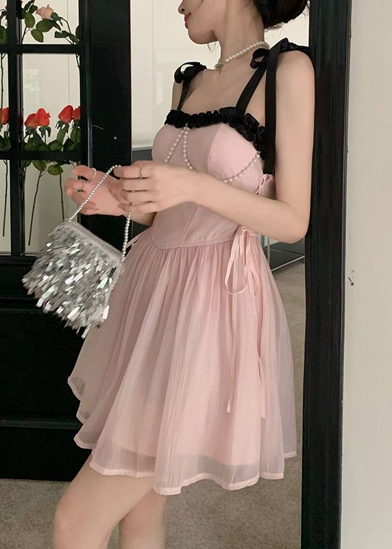 Chiffon Dress Beautiful Princess Pink Summer Patchwork FashionChic