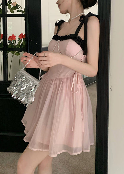 Chiffon Dress Beautiful Princess Pink Summer Patchwork FashionChic