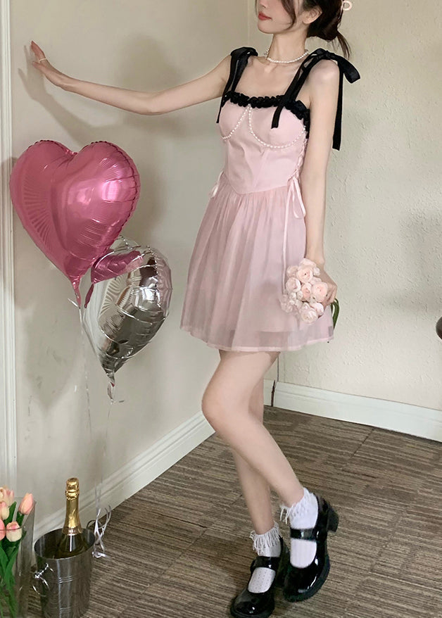 Chiffon Dress Beautiful Princess Pink Summer Patchwork FashionChic