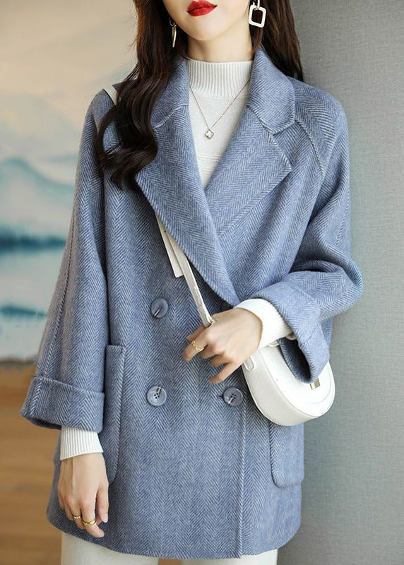 Beautiful Pink Peter Pan Collar Double Breast Pockets Woolen Coat Winter RS025 ABC