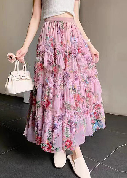 Ruffled Skirts Pink Tulle Patchwork Beautiful Asymmetrical FashionChic
