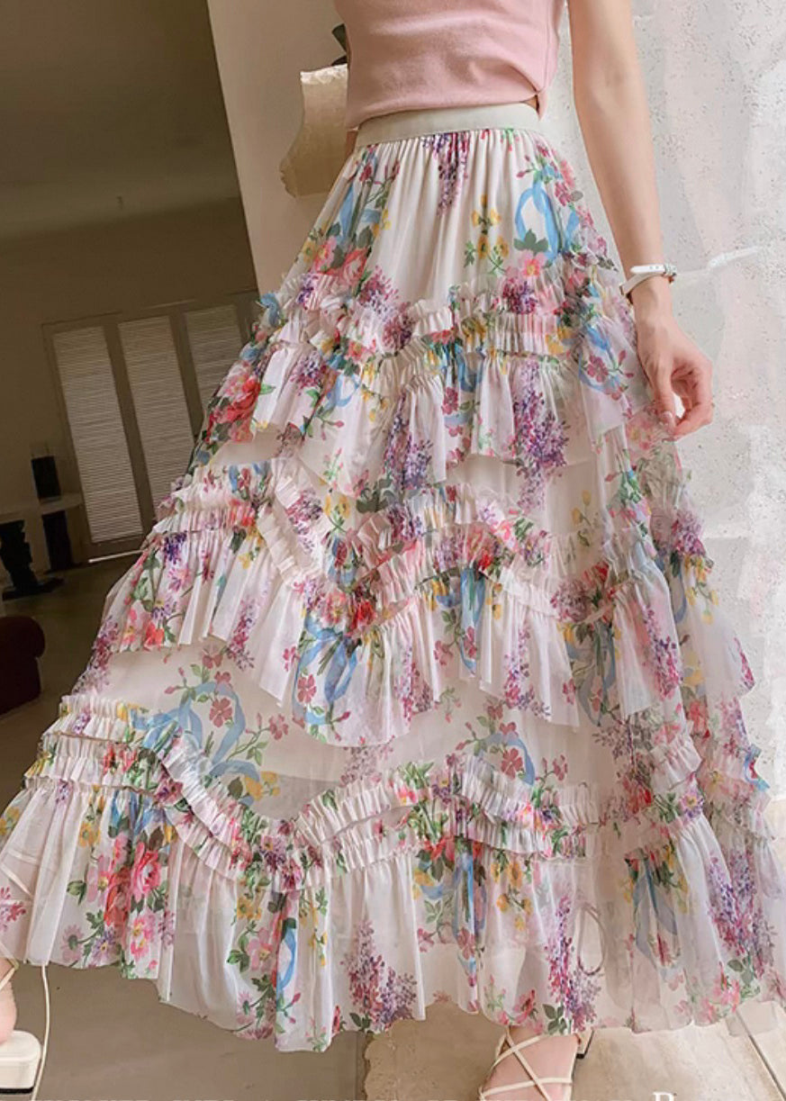 Ruffled Skirts Pink Tulle Patchwork Beautiful Asymmetrical FashionChic