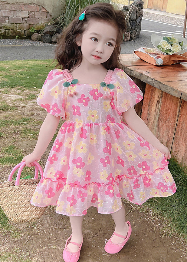 Beautiful Pink Ruffled Print Cotton Baby Girls Dress Summer TT019 MM-RCTZSDGL240816