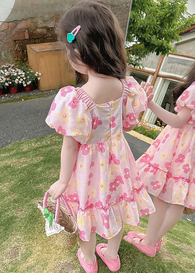 Beautiful Pink Ruffled Print Cotton Baby Girls Dress Summer TT019 MM-RCTZSDGL240816