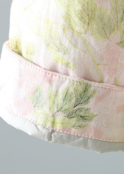 Beautiful Pink Stand Collar Patchwork Print Fine Cotton Filled Oriental Coats In Winter TM039 ABC