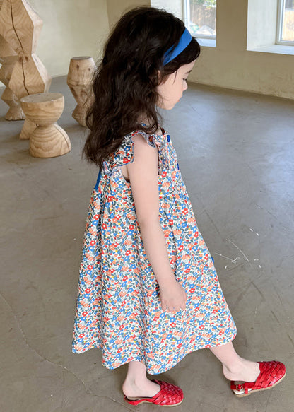 Beautiful Print Lace Up Button Cotton Girls Shirts Dress Summer TT012 MM-RCTZSDGL240816