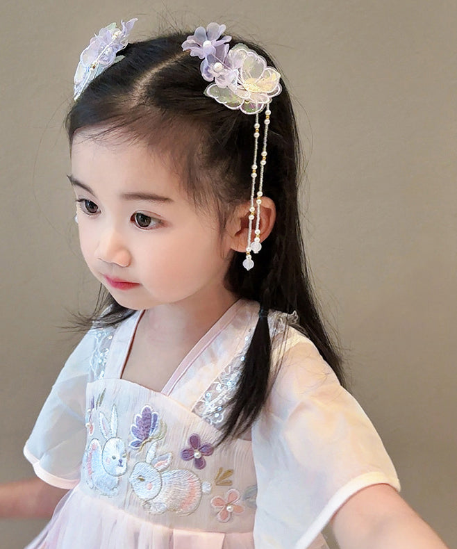 Beautiful Purple Alloy Butterfly Lotus Pearl Tassel Girls Hairpin YG024 ABC