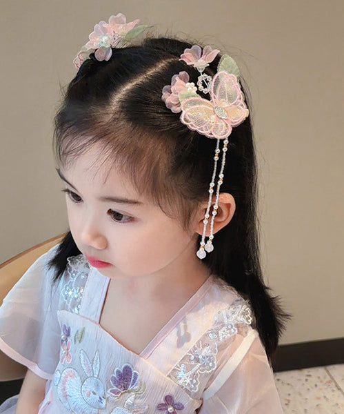 Beautiful Purple Alloy Butterfly Lotus Pearl Tassel Girls Hairpin YG024 ABC