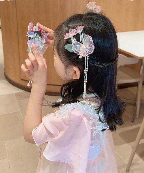 Beautiful Purple Alloy Butterfly Lotus Pearl Tassel Girls Hairpin YG024 ABC
