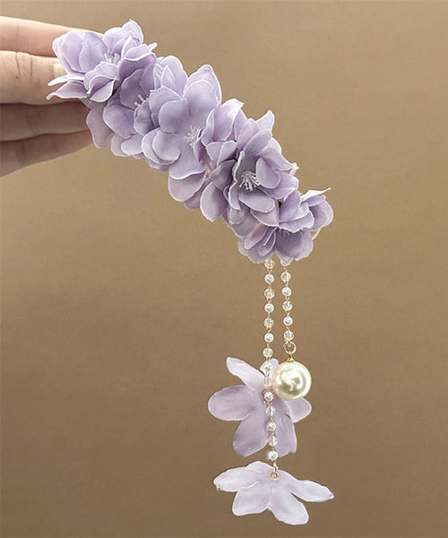 Floral Pearl Beautiful Tassel Hairpin Alloy Purple Beading FashionChic