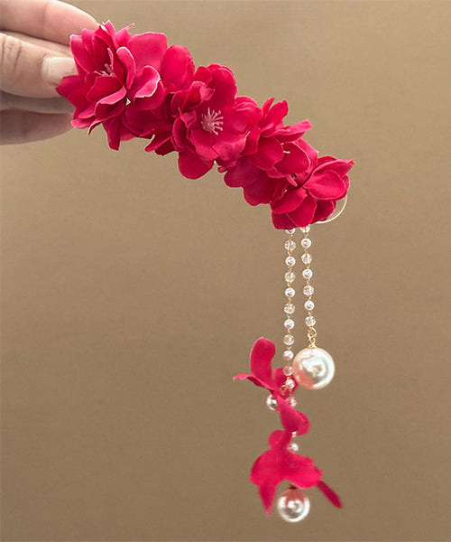 Floral Pearl Beautiful Tassel Hairpin Alloy Purple Beading FashionChic