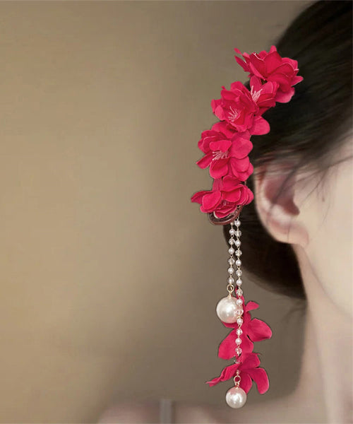 Floral Pearl Beautiful Tassel Hairpin Alloy Purple Beading FashionChic