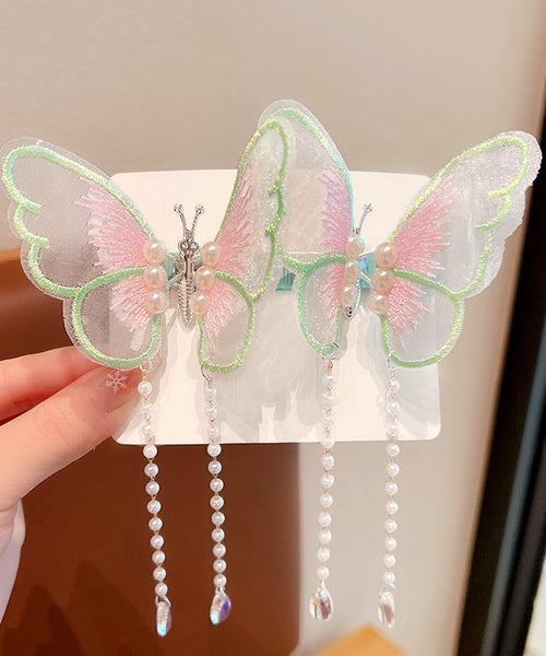 Beautiful Purple Alloy Tulle Butterfly Pearl Tassel Girls Hairpin YG036 ABC