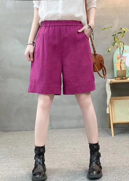 Purple Summer Oversized Linen Pants Shorts Pockets Beautiful FashionChic