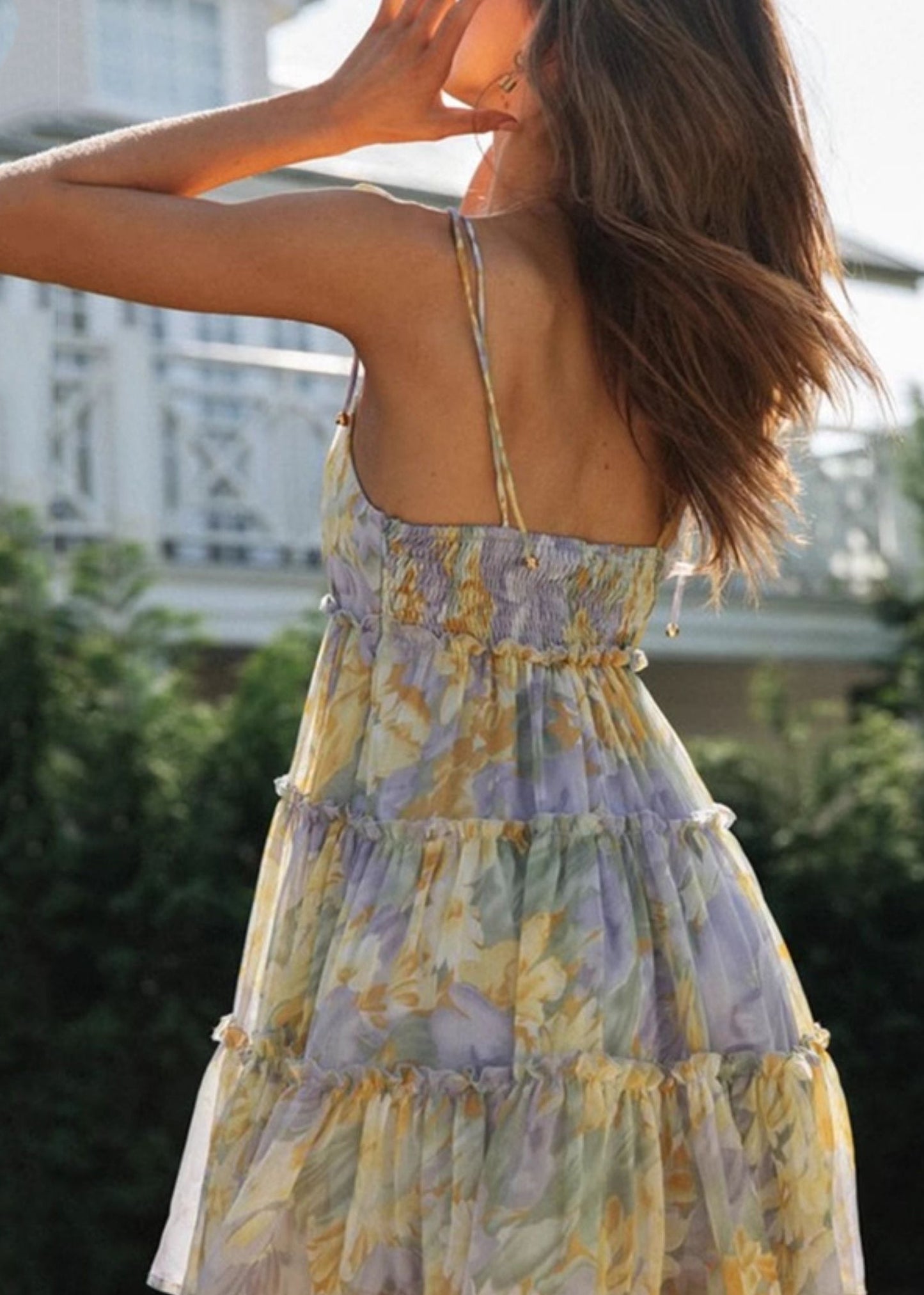 Dress Purple Tea Summer Chiffon Print Beautiful FashionChic