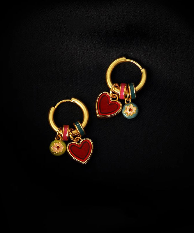 Beautiful Rainbow Sterling Silver Overgild Love Tassel Hoop Earrings YD025 ABC