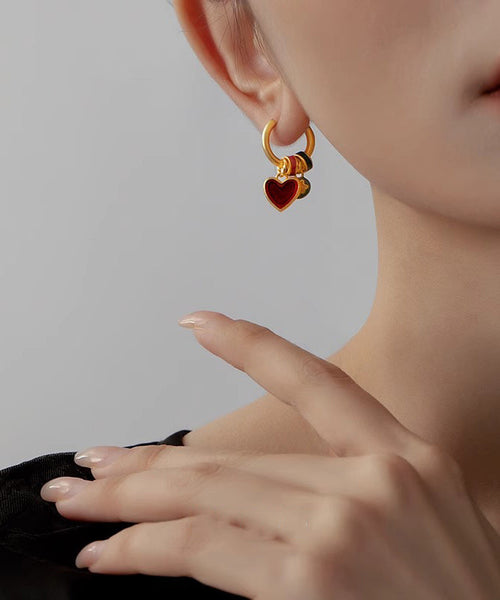 Beautiful Rainbow Sterling Silver Overgild Love Tassel Hoop Earrings YD025 ABC