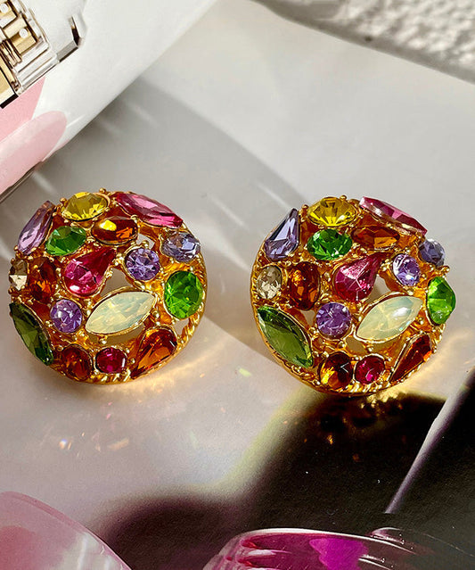 Beautiful Rainbow Sterling Silver Overgild Zircon Crystal Stud Earrings WO014 JEW-EAR241109