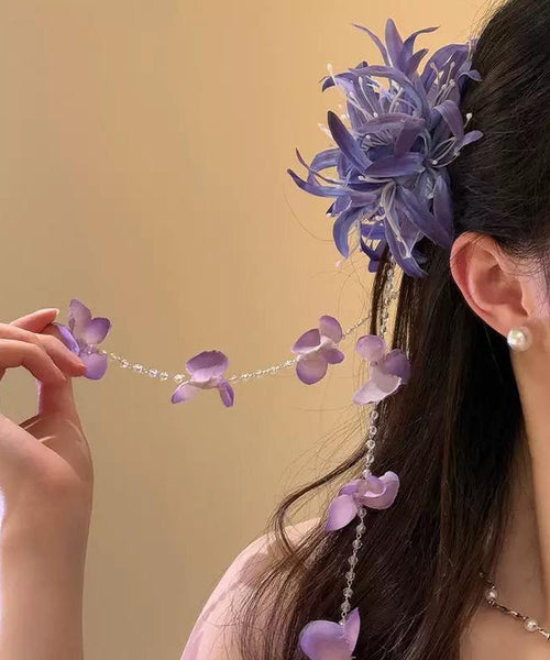 Beautiful Floral Tassel Pearl Hairpin Red Acrylic FashionChic