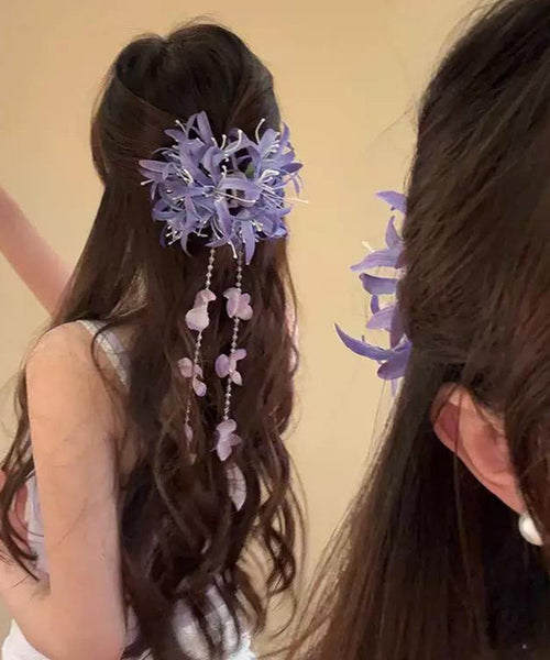 Beautiful Floral Tassel Pearl Hairpin Red Acrylic FashionChic