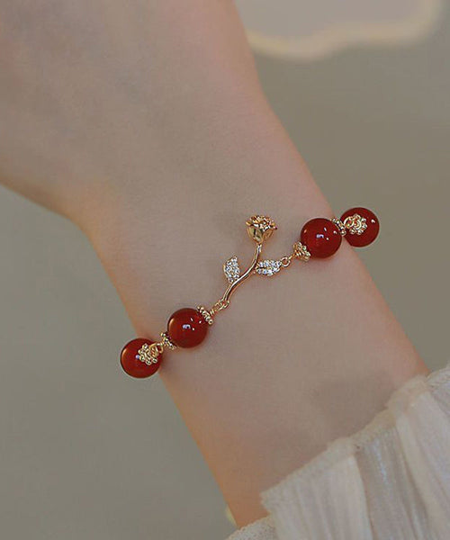 Sterling Zircon Charm Red Silver Beautiful Agate Overgild FashionChic