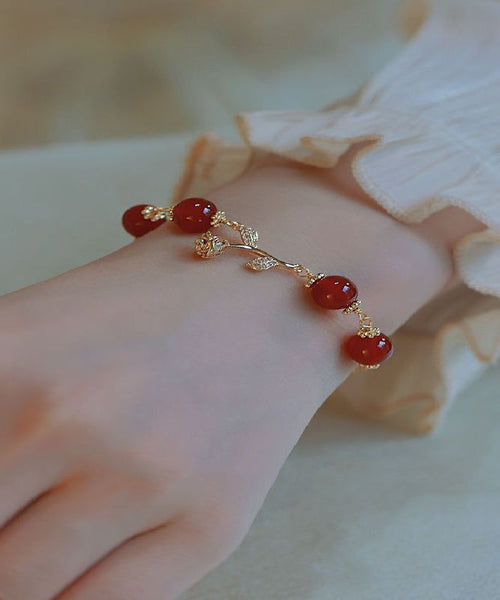 Sterling Zircon Charm Red Silver Beautiful Agate Overgild FashionChic