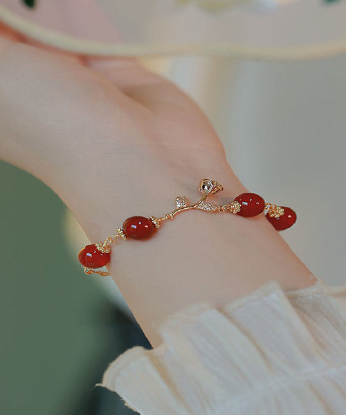 Sterling Zircon Charm Red Silver Beautiful Agate Overgild FashionChic