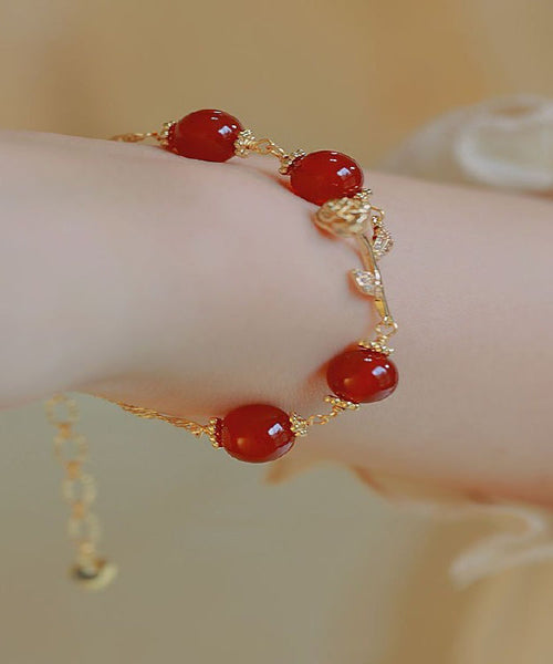 Sterling Zircon Charm Red Silver Beautiful Agate Overgild FashionChic