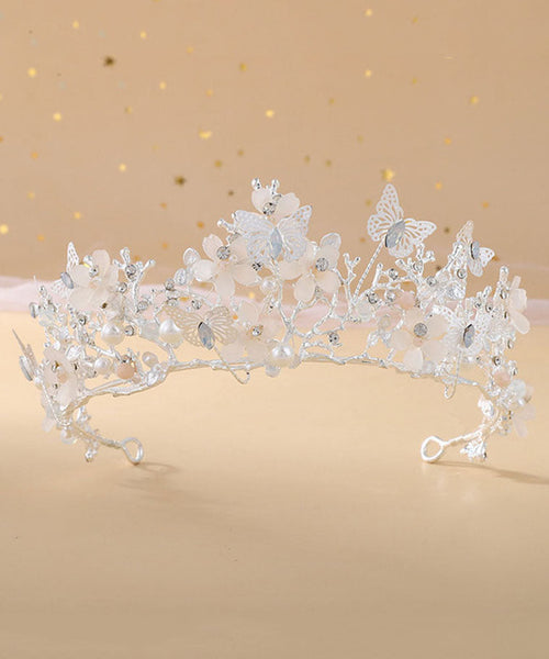 Beautiful Rose Gold Crown Baroque Pearl Butterfly Rhinestone Kids Crown IU033 TZ-FQ-HAI240802