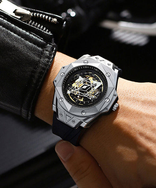 Leather Out Automatic Hollow Rose Machinery Fully Gold Beautiful FashionChic