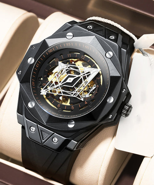 Leather Out Automatic Hollow Rose Machinery Fully Gold Beautiful FashionChic