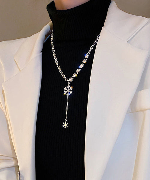 Pendant Alloy Necklace Beautiful Snowflake Silk Zircon FashionChic