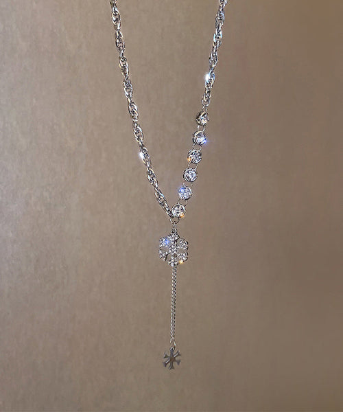 Pendant Alloy Necklace Beautiful Snowflake Silk Zircon FashionChic